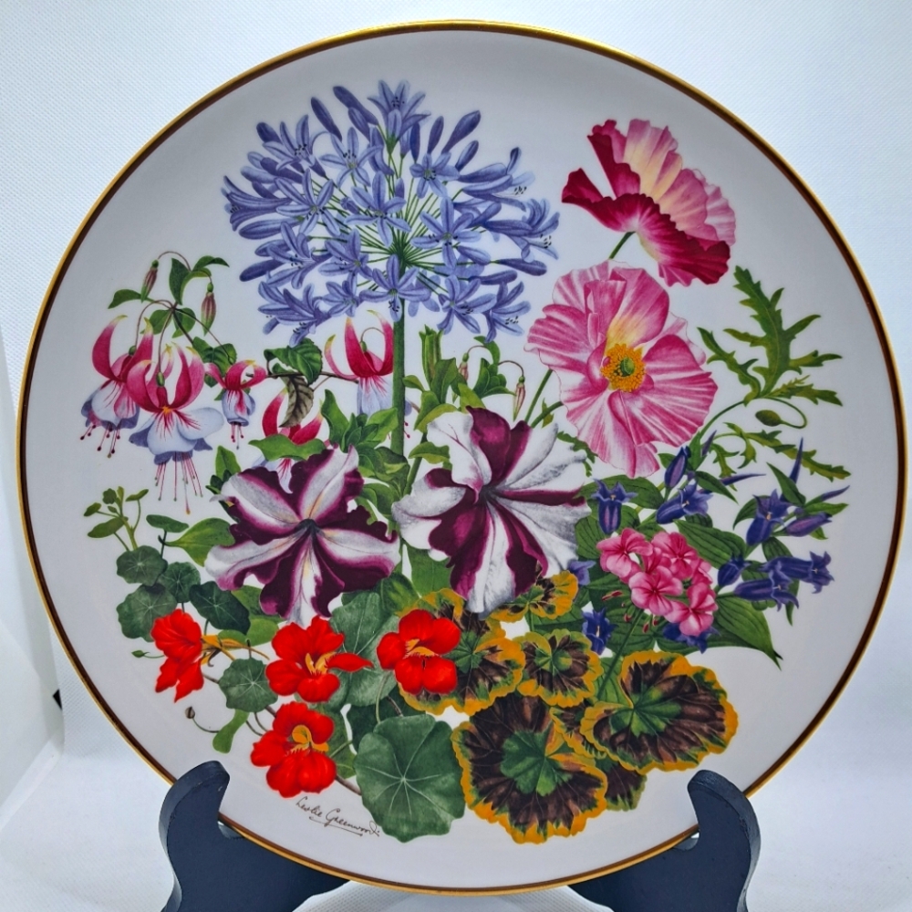 Wedgwood Franklin Porcelain Flowers of the Year "August" 1978 Plate ~ 10 5/8"